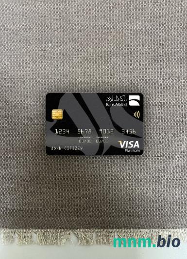 Saudi Arabia bank Albilad bank visa platinum card wygląd fotograficzny skan PSD + zdjęcie